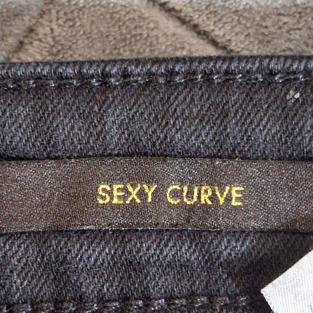 Guess Sexy Curve Skinny Jeans Black Coated Distressed Shredded Mid Rise 33x28 - Picture 3 of 14